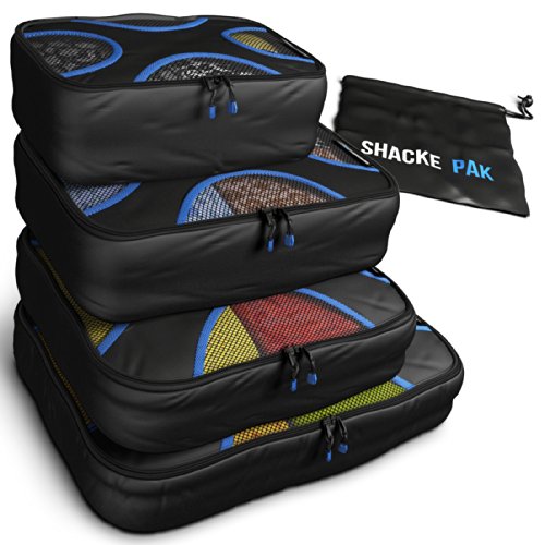 Shacke Pak - 4 Set Packing Cubes - Travel Organizers with Laundry Bag